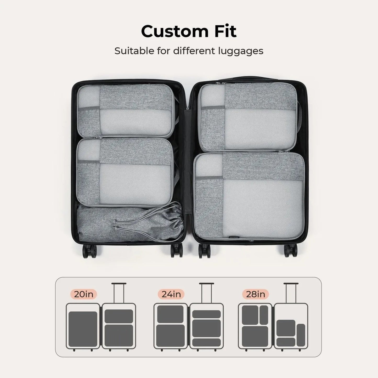 Lot de 6 cubes de compression pour valises
