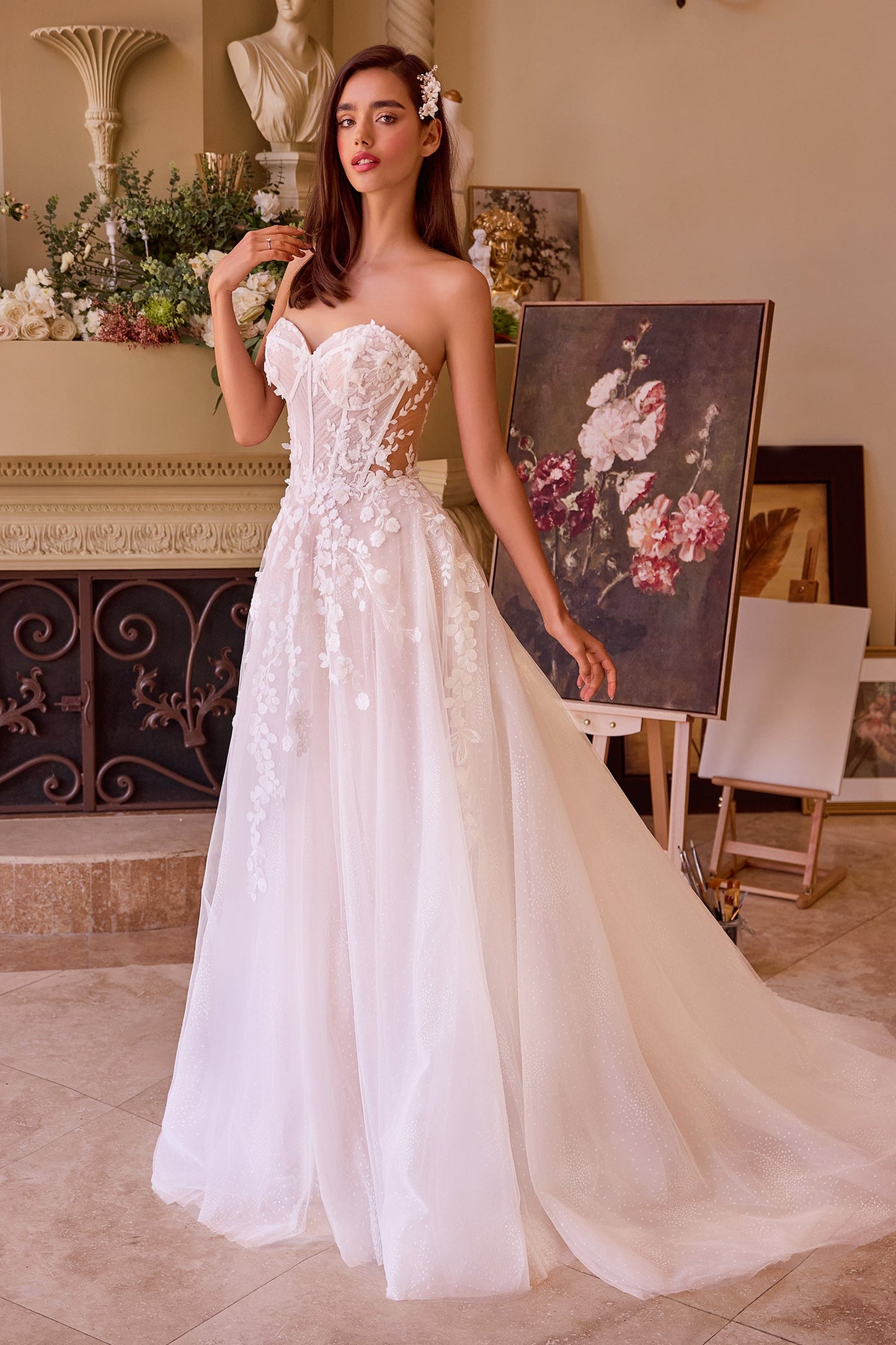 WL032 - Robe de mariée bustier à appliqués floraux - Andrea & Leo
