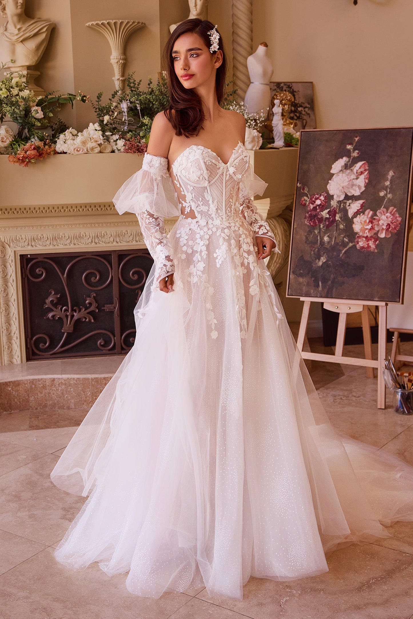 WL032 - Robe de mariée bustier à appliqués floraux - Andrea & Leo