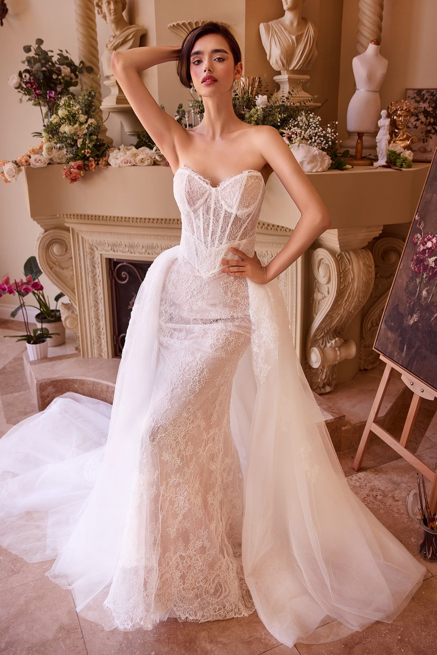 WL044 - ROBE DE MARIÉE AJUSTÉE EN DENTELLE ET JUPE AMOVIBLE - Andrea & Leo
