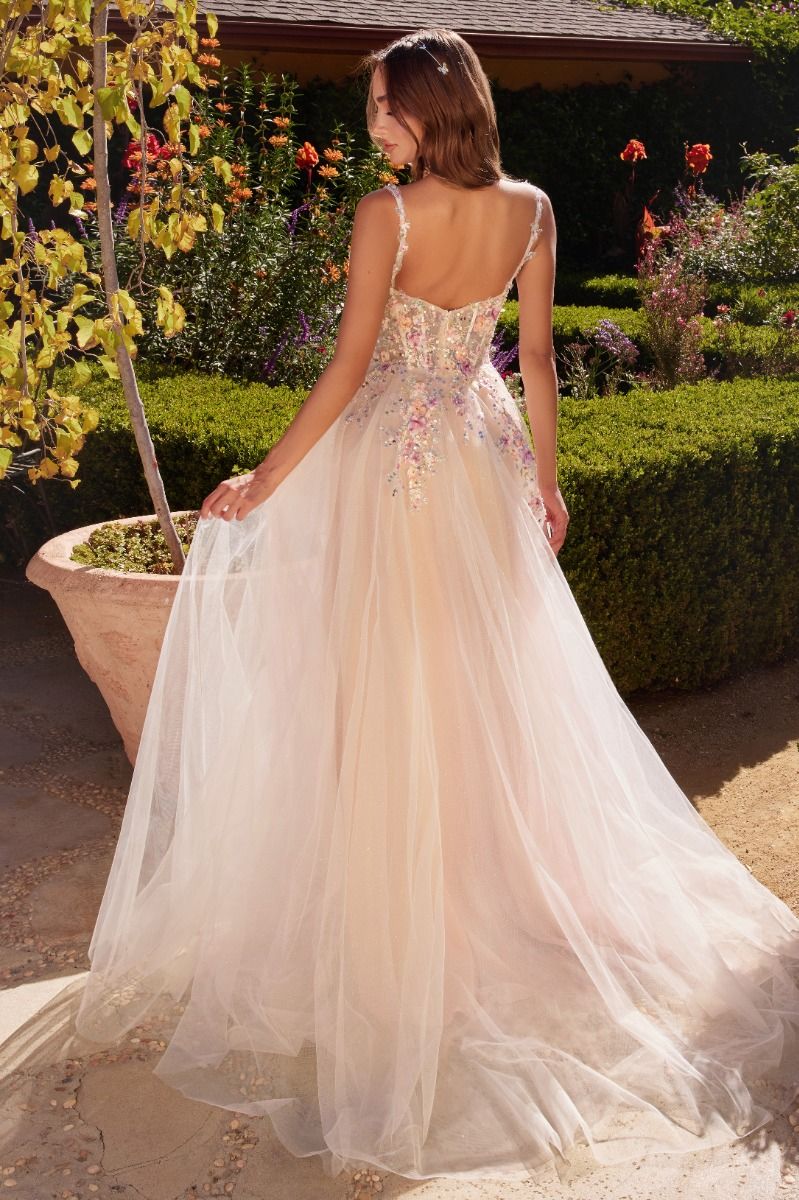 A1288 - ROBE LIGNE A AVEC ORNEMENTS FLORAUX MULTICOLORES - ANDREA & LEO