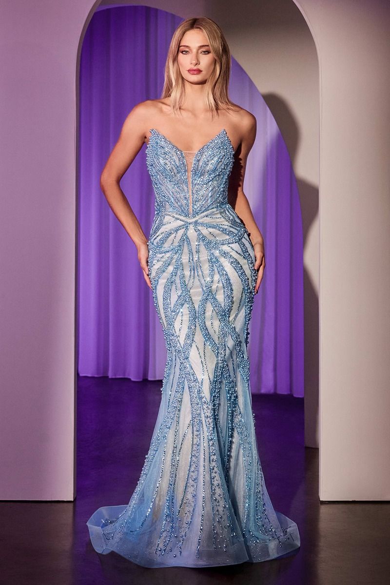 ROBE ADRIENNE - ROBE AJUSTÉE SANS BRETELLES PERLES ET CRYSTAL