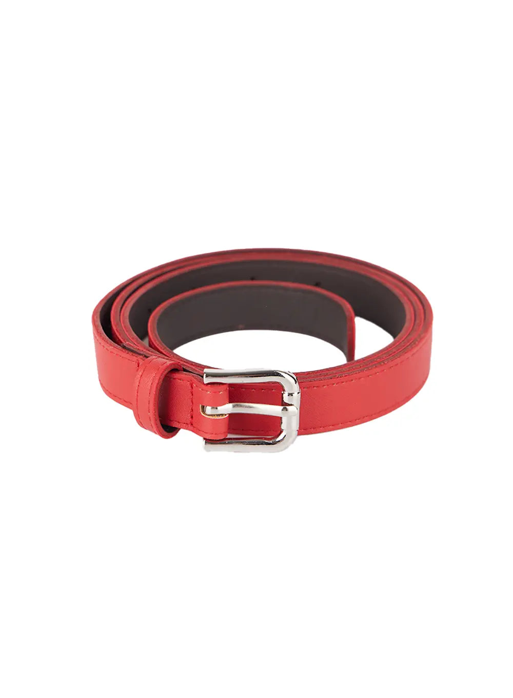 Minimalist Red Faux Leather Belt CL508