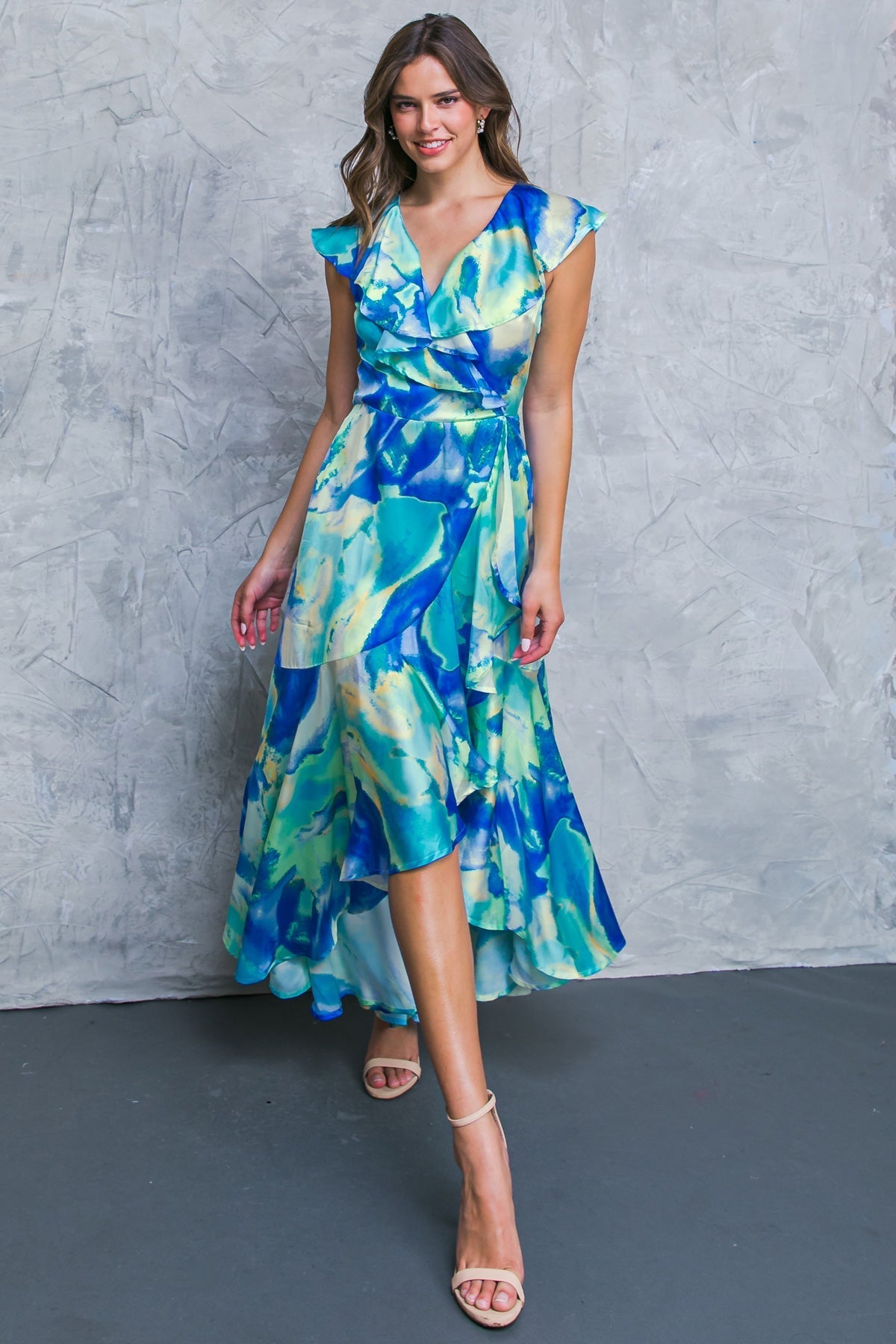 SIZE LARGE, LA BEBE WOVEN SATIN MAXI DRESS - FINAL SALE