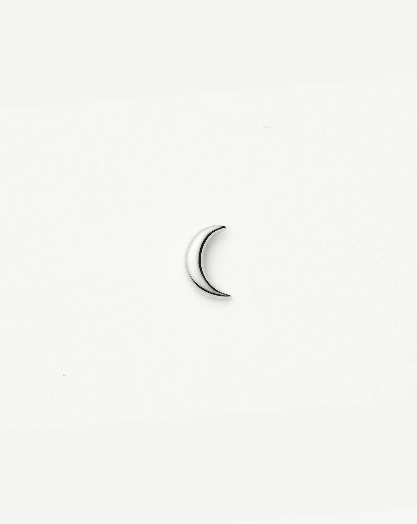 Fine Moon Flat Back Stud Earring | 14k White Gold