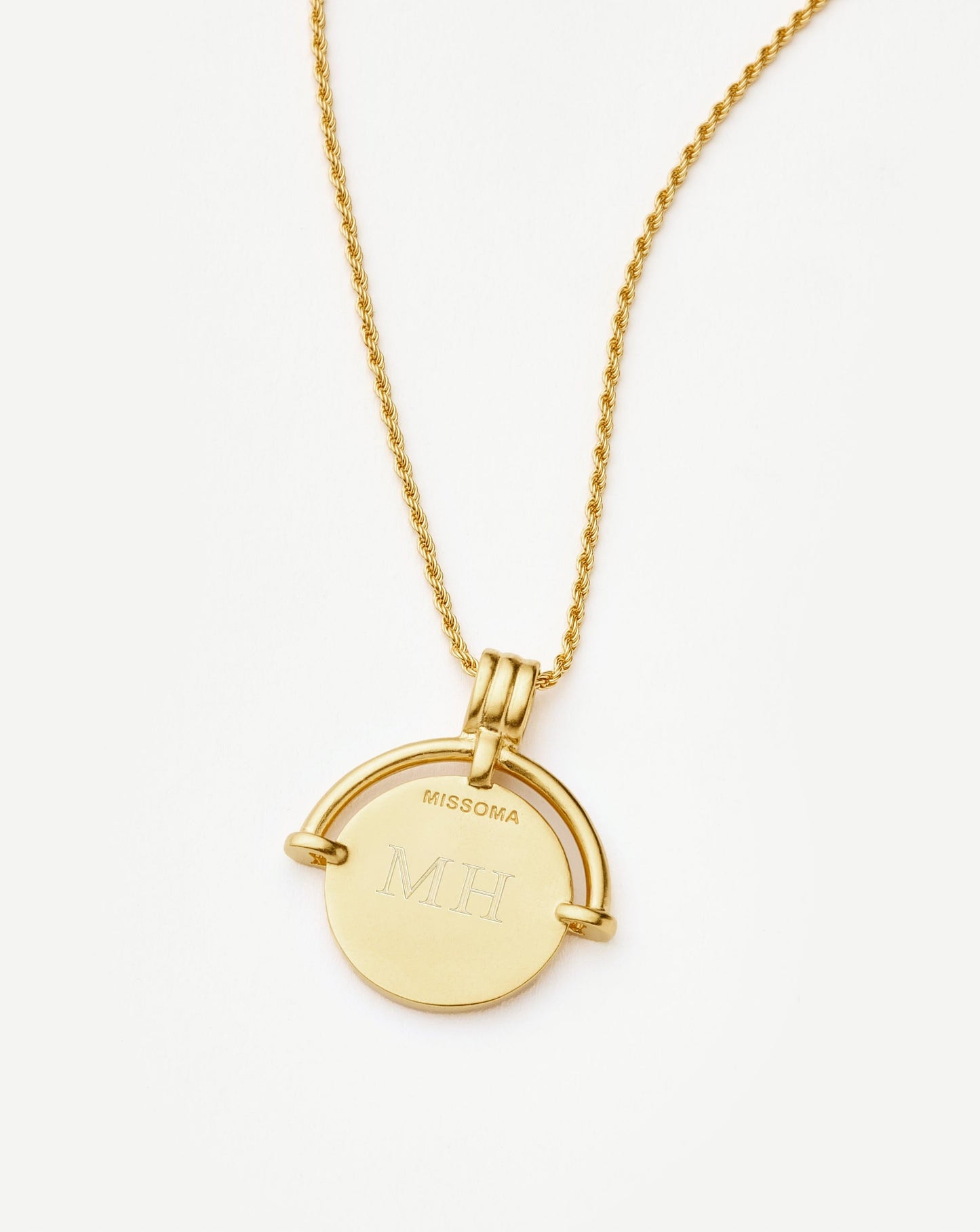 Lucy Williams Medium Engravable Roman Arc Coin Necklace | 18k Gold Plated