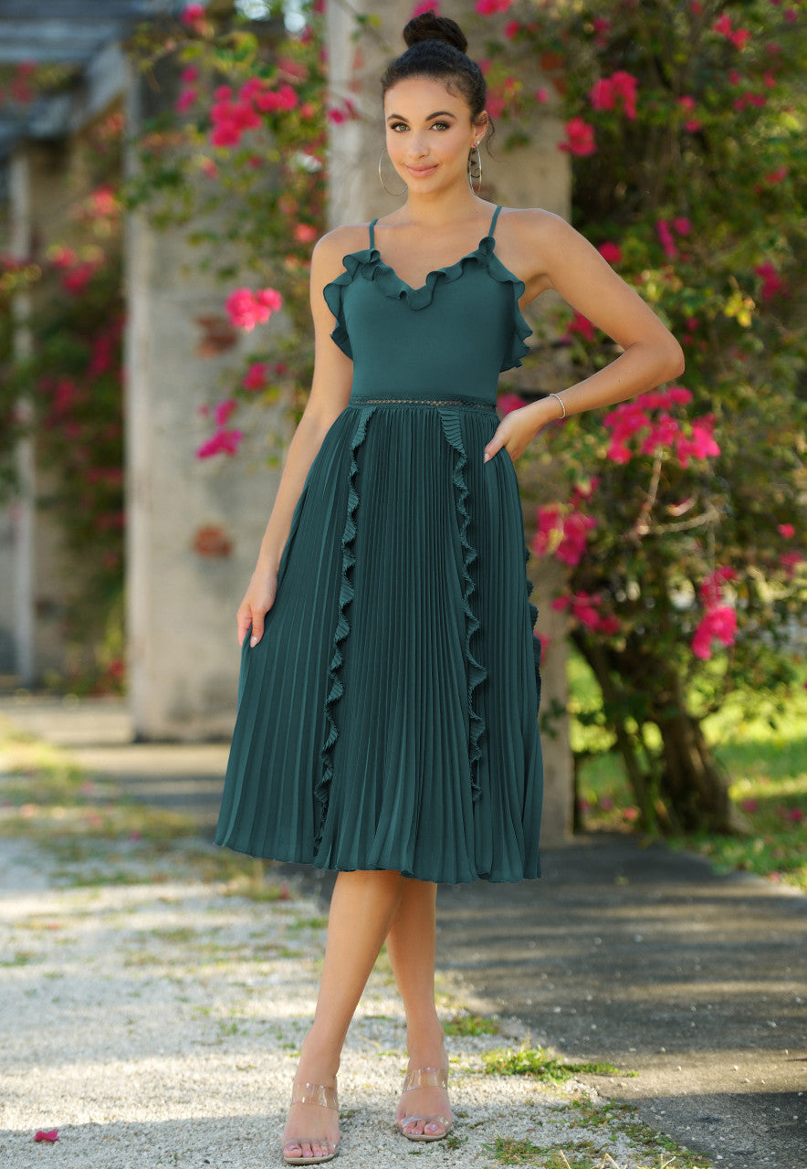 Size 2, Maia Midi Dress- Emerald - FINAL SALE