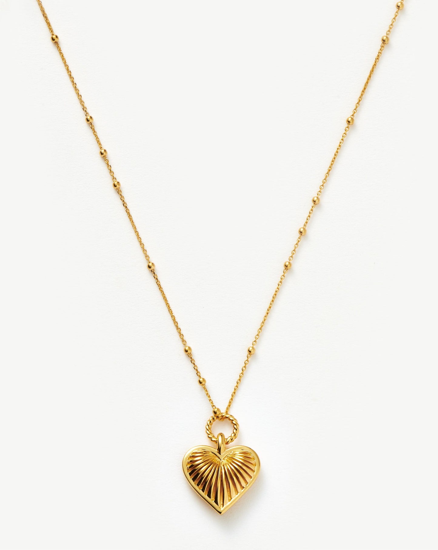 Ridge Heart Charm Pendant Necklace | 18k Gold Plated
