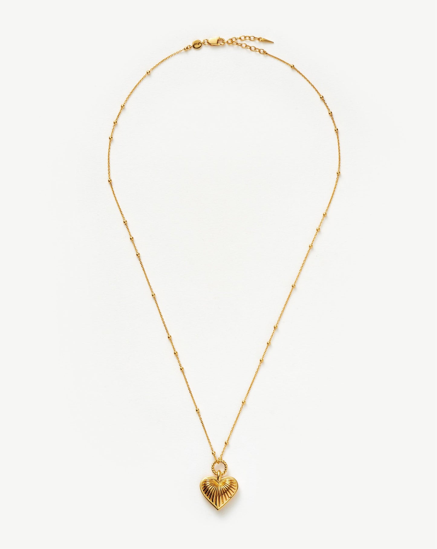 Ridge Heart Charm Pendant Necklace | 18k Gold Plated
