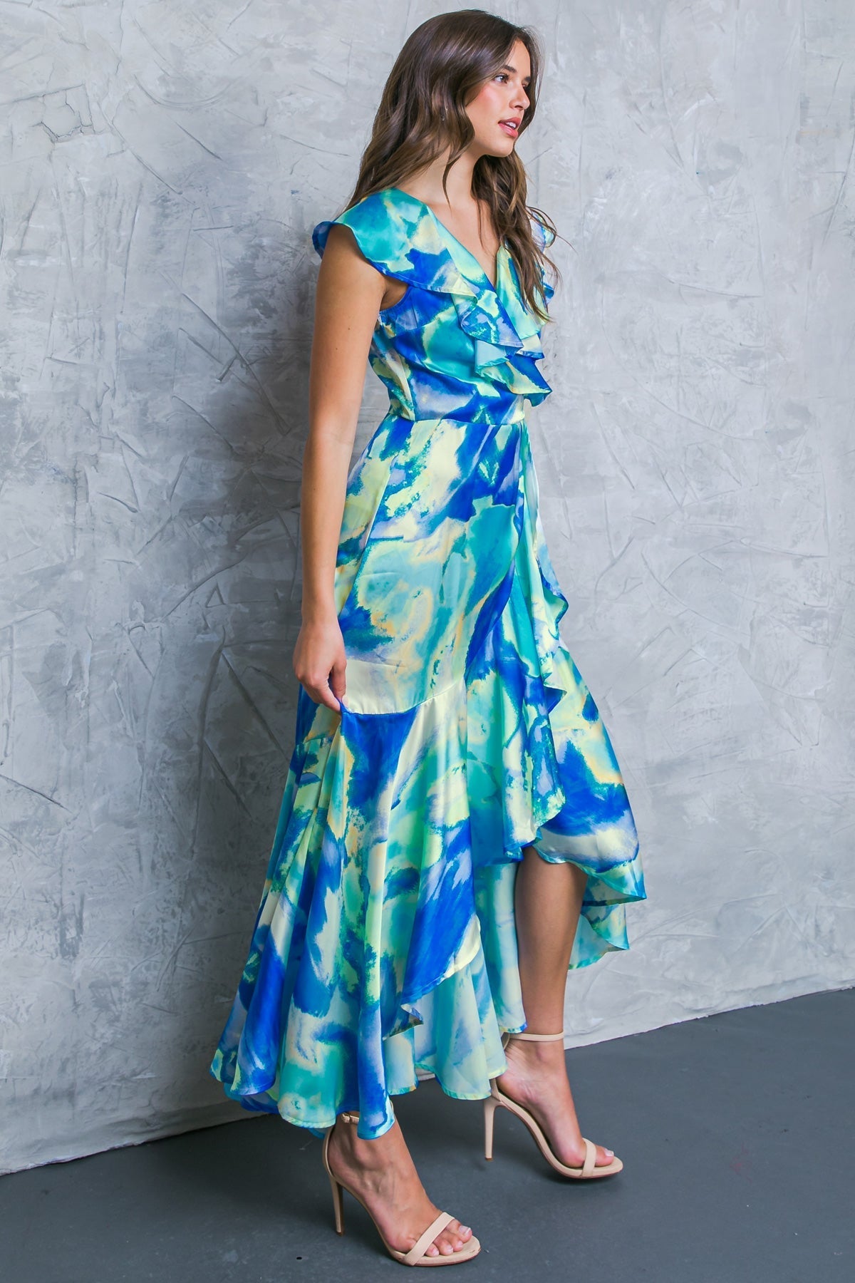 SIZE LARGE, LA BEBE WOVEN SATIN MAXI DRESS - FINAL SALE