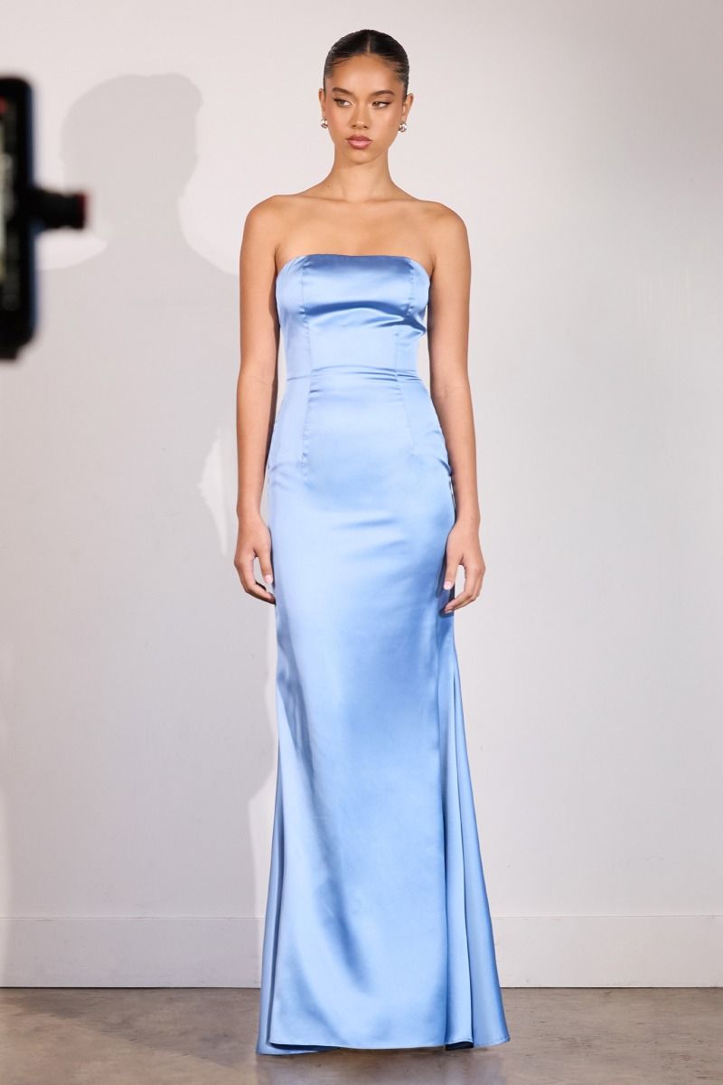 Brynn Maxi Dress - Strapless Fitted Satin Dress