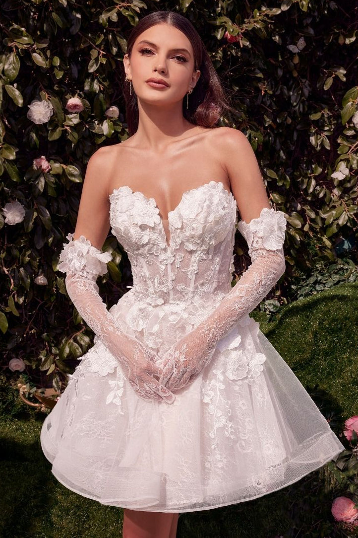 WL020 - Robe de mariée courte à appliqués floraux - Andrea & Leo