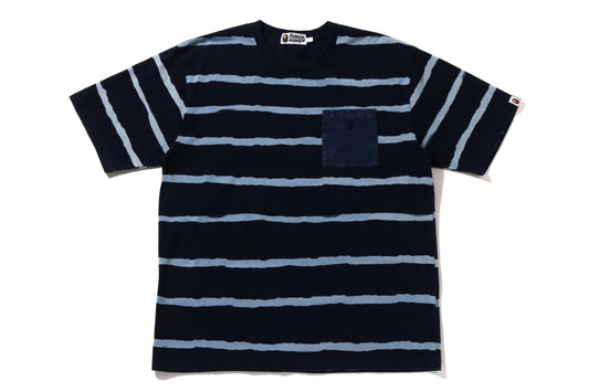 INDIGO DISCHARGE PRINT RELAXED FIT TEE HERREN