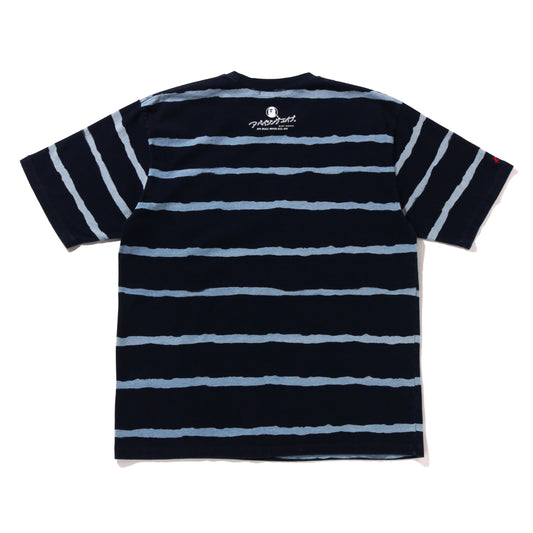 INDIGO DISCHARGE PRINT RELAXED FIT TEE HERREN