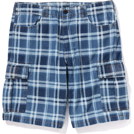 Short en jean BAPE CHECK 6 poches pour homme