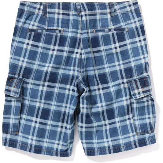 Short en jean BAPE CHECK 6 poches pour homme