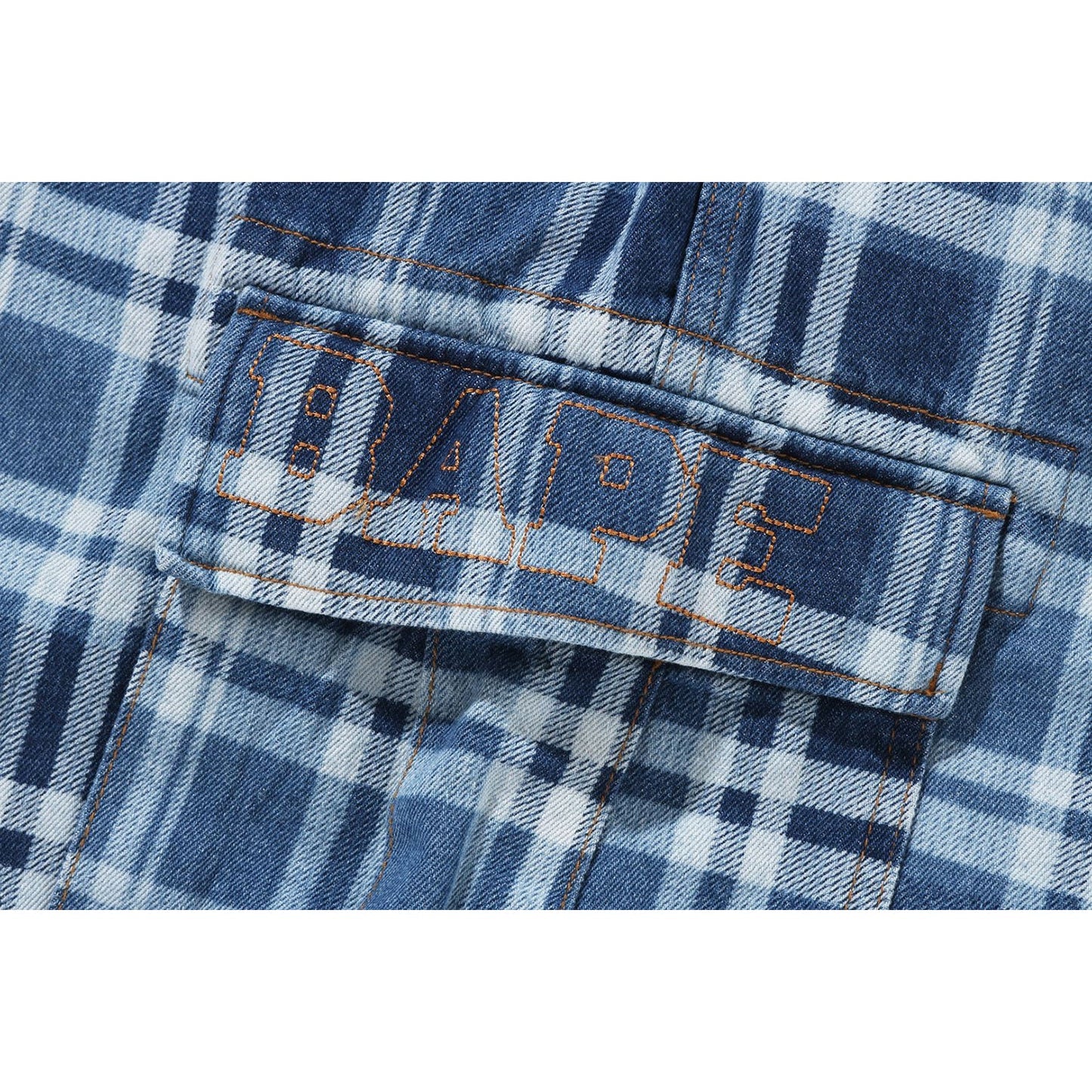 BAPE CHECK 6 POCKET DENIM SHORTS HERREN