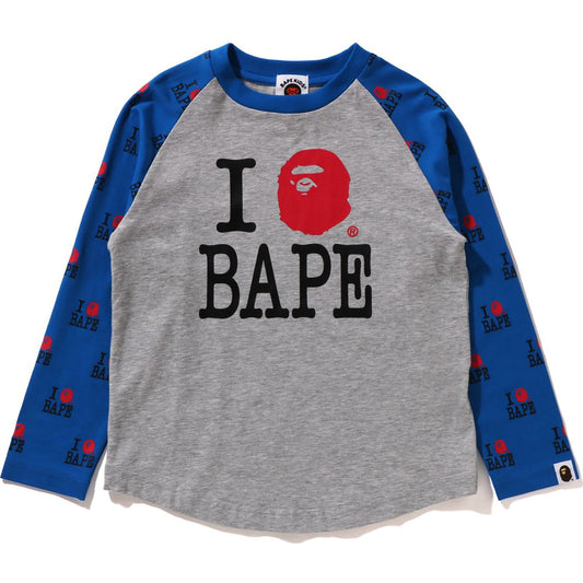 I LOVE BAPE RAGLAN LS TEE KIDS 
