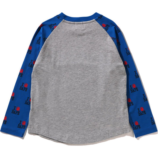 I LOVE BAPE RAGLAN LS TEE KIDS 