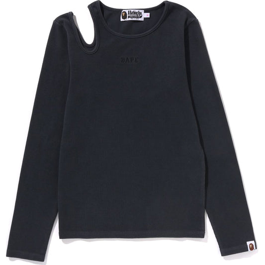 PIGMENTGEFÄRBTES CUT OUT RIB L/S T-SHIRT DAMEN