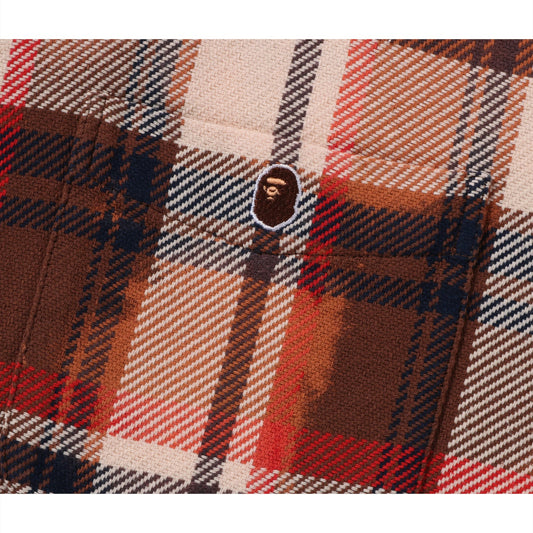 CHEMISE ZIPPÉE BAPE À CARREAUX BLANCHIE POUR HOMMES