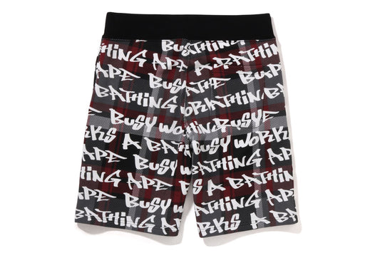 BAPE GRAFFITI CHECK SWEAT SHORTS MENS