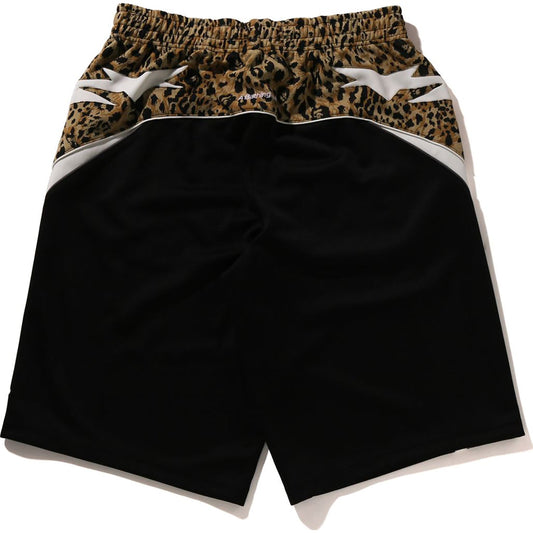WILD LEOPARD PATTERN KNEE LENGTH OVERSIZED FIT TRACK SHORTS MENS