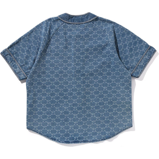 CHEMISE DE BASEBALL À MANCHES COURTES EN JEAN MONOGRAMME COLLÈGE POUR HOMME