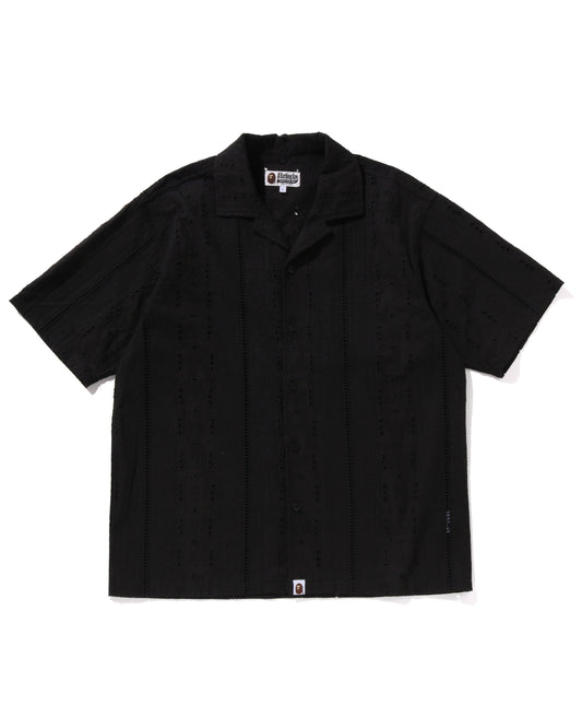 Chemise à manches courtes à col ouvert et broderie pour homme