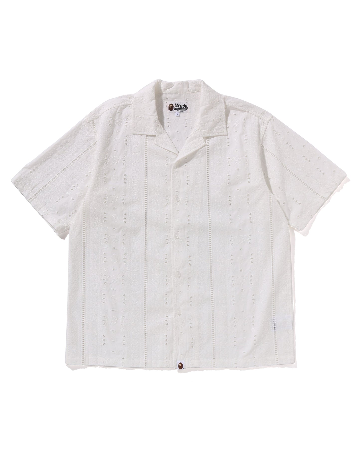 Chemise à manches courtes à col ouvert et broderie pour homme