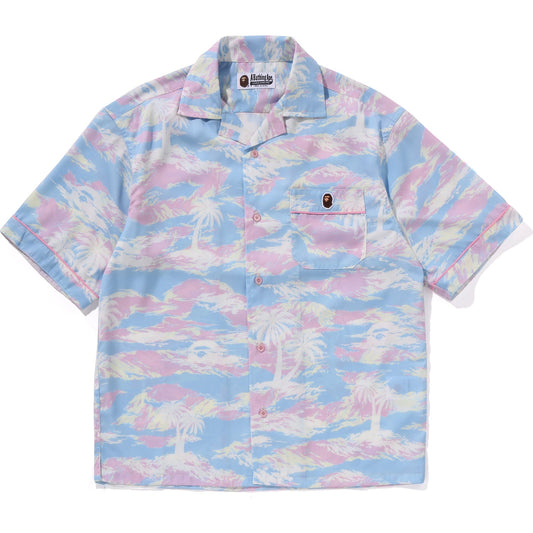 CHEMISE À COL OUVERT CAMOUFLAGE PALMIER FEMME