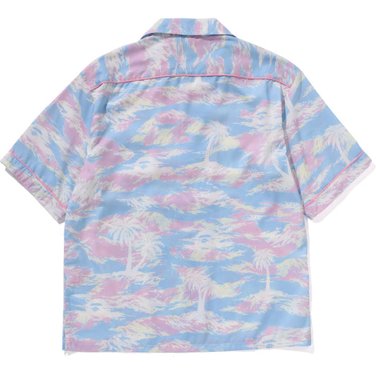 CHEMISE À COL OUVERT CAMOUFLAGE PALMIER FEMME