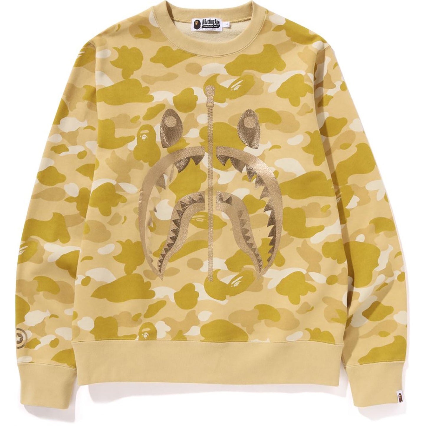Sweat-shirt ras du cou BAPE pour homme avec motif camouflage coloré et requin