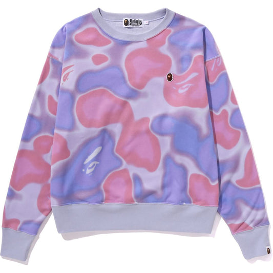 T-shirt à col rond et coupe large pour femme, camouflage liquide
