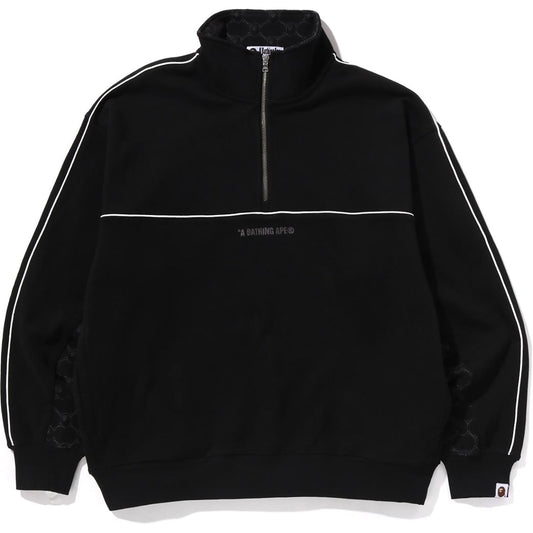 Sweat-shirt décontracté à col rond et demi-zip avec logo monogramme universitaire pour homme