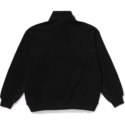 Sweat-shirt décontracté à col rond et demi-zip avec logo monogramme universitaire pour homme
