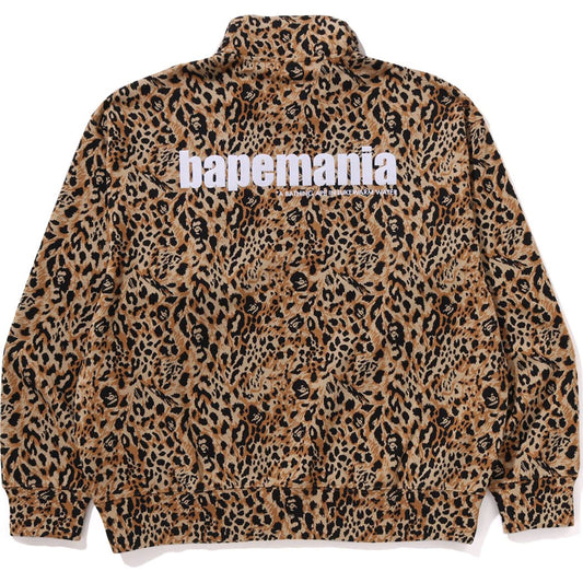 WILD LEOPARD PATTERN RELAXED FIT HALF ZIP SWEATSHIRT MENS