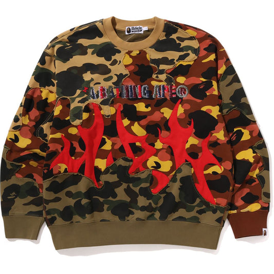 1er sweat-shirt camouflage recyclé coupe décontractée à col rond pour homme