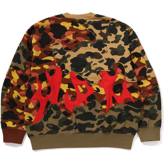 1er sweat-shirt camouflage recyclé coupe décontractée à col rond pour homme