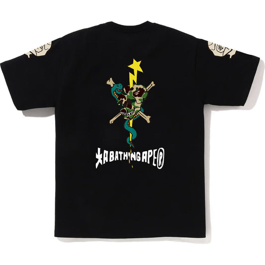 BAPE HERREN-SOUVENIR-TOTENKOPF-LOGO-T-SHIRT