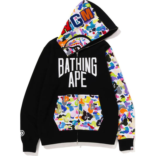 MULTI CAMO NYC LOGO SHARK FULL ZIP HOODIE MENS