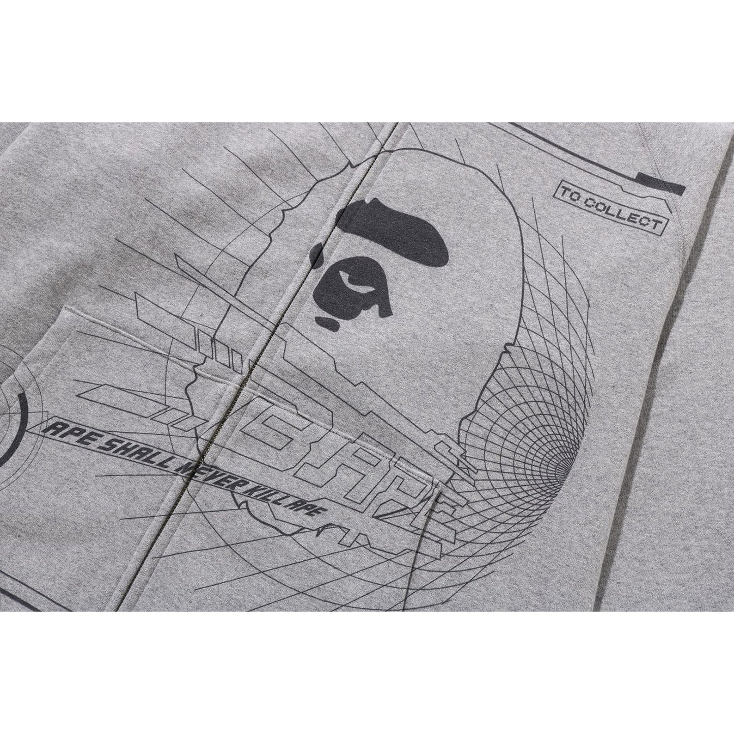 BAPE ÜBERDRUCKTER HERREN-KAPUZENPULLOVER MIT DURCHGEHENDEM REISSVERSCHLUSS