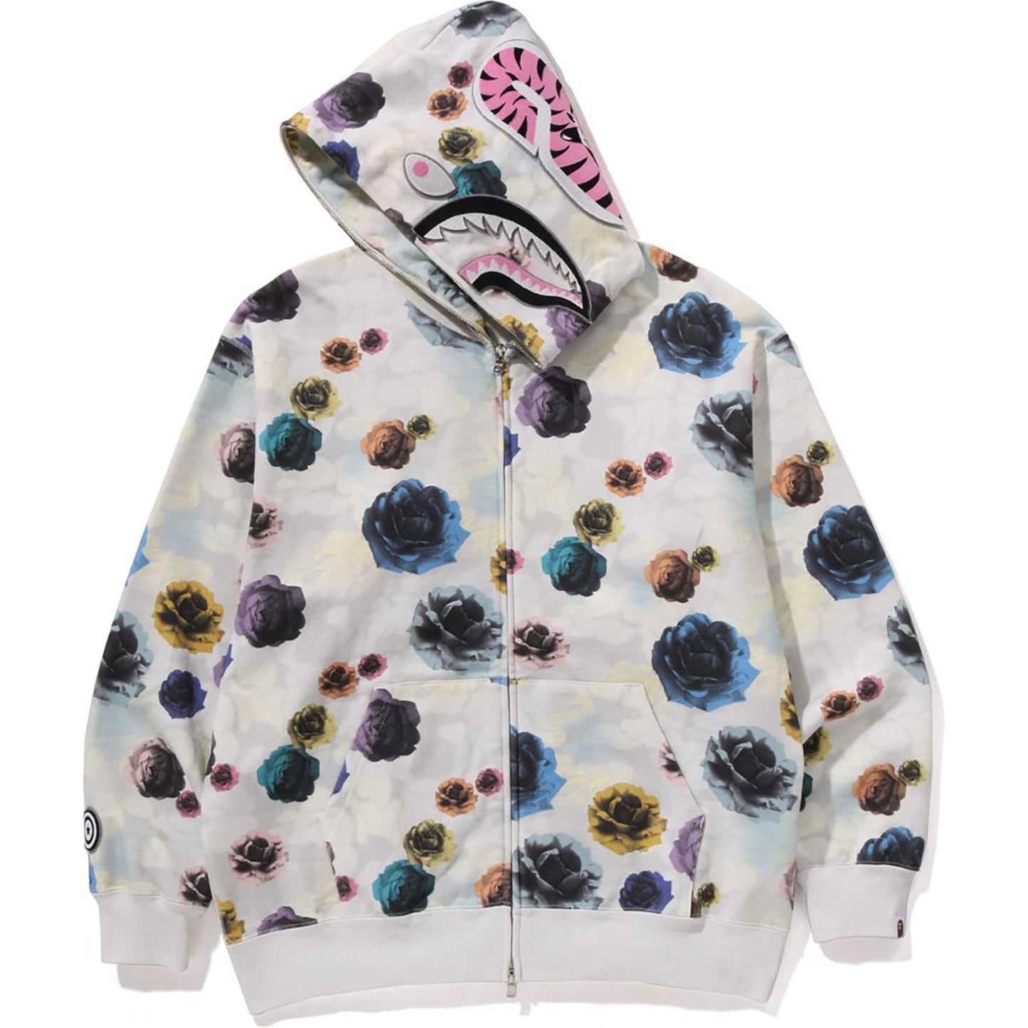 Sweat à capuche zippé intégral motif camouflage floral et requin, coupe décontractée, pour homme