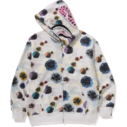 Sweat à capuche zippé intégral motif camouflage floral et requin, coupe décontractée, pour homme