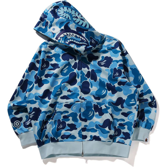Sweat à capuche zippé intégral en polyester ABC CAMO pour homme, coupe décontractée, motif requin