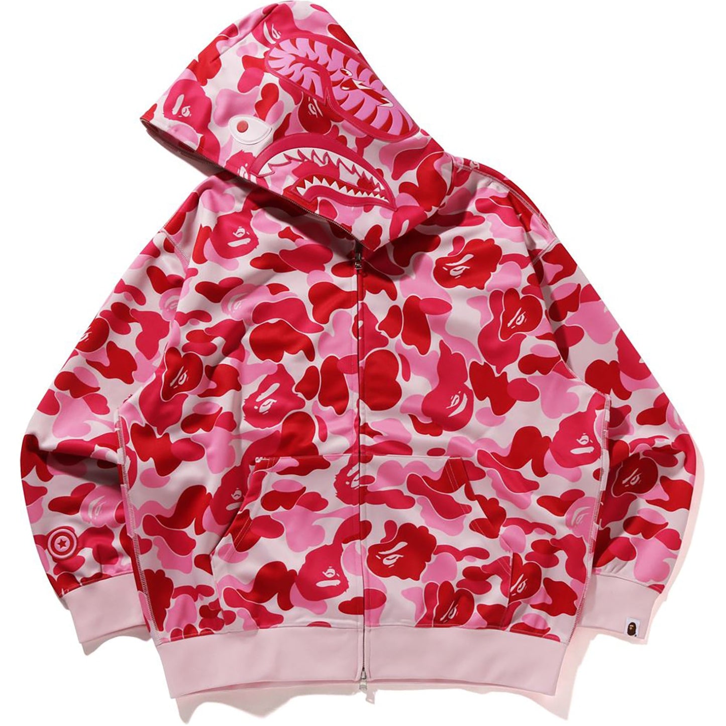 Sweat à capuche zippé intégral en polyester ABC CAMO pour homme, coupe décontractée, motif requin
