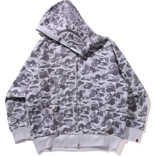 Sweat à capuche zippé intégral avec imprimé camouflage et requin, coupe décontractée, pour homme
