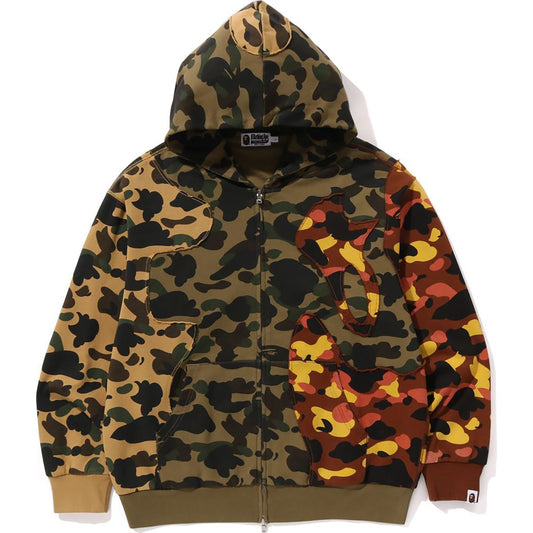 Sweat à capuche zippé intégral camouflage recyclé pour homme, coupe décontractée