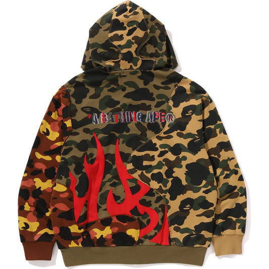 Sweat à capuche zippé intégral camouflage recyclé pour homme, coupe décontractée