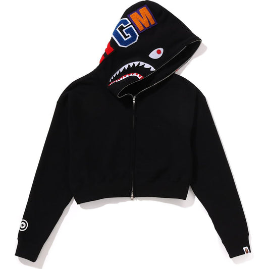 SHARK CROPPED FULL ZIP HOODIE FEMME